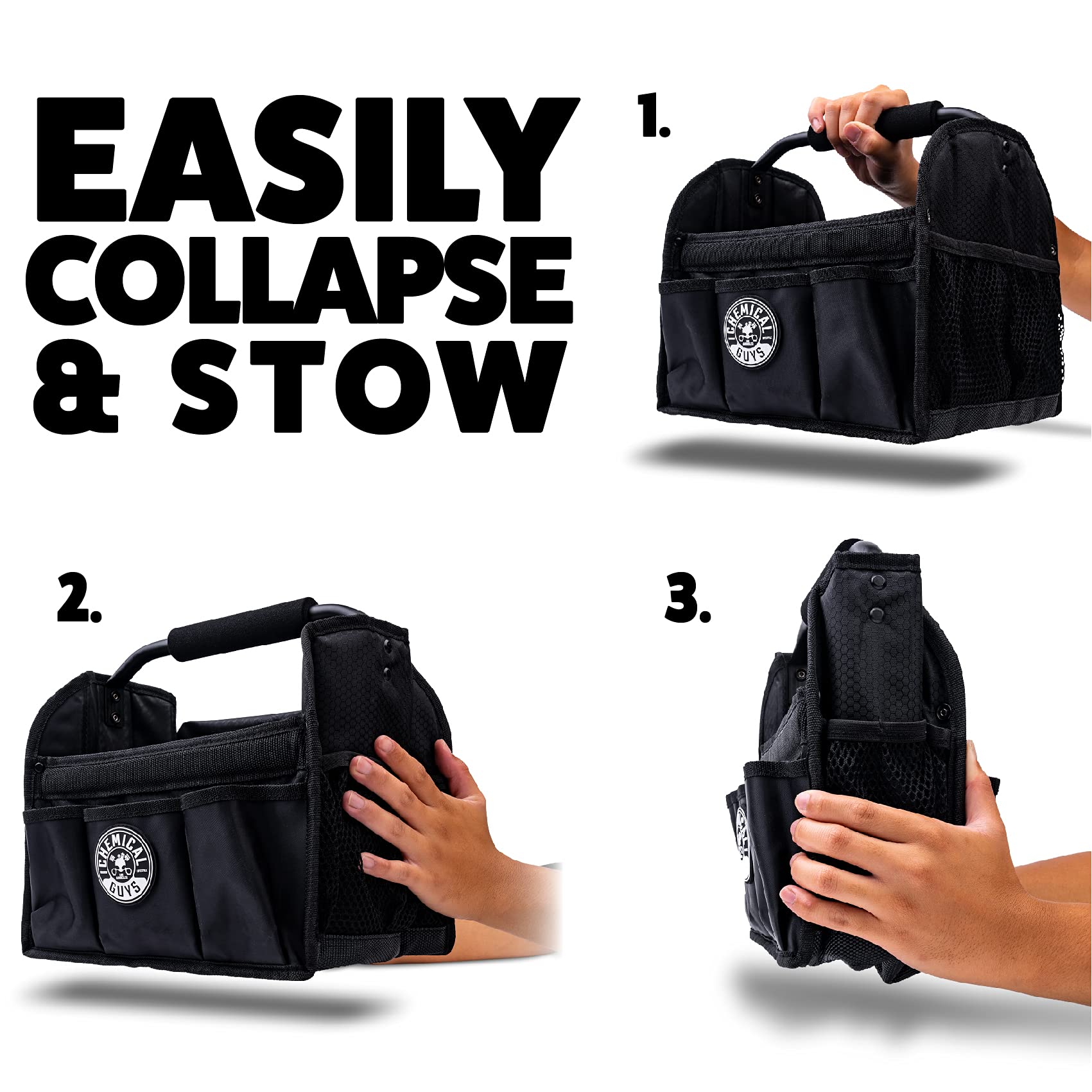 Chemical Guys Quick Load Collapsible Detailing Car Caddy Organizer & Storage – Portable Wash and Garage Organizer for Supplies, Tools and Accessories – Durable Black Design for Cars, Trucks & Home - Image 3