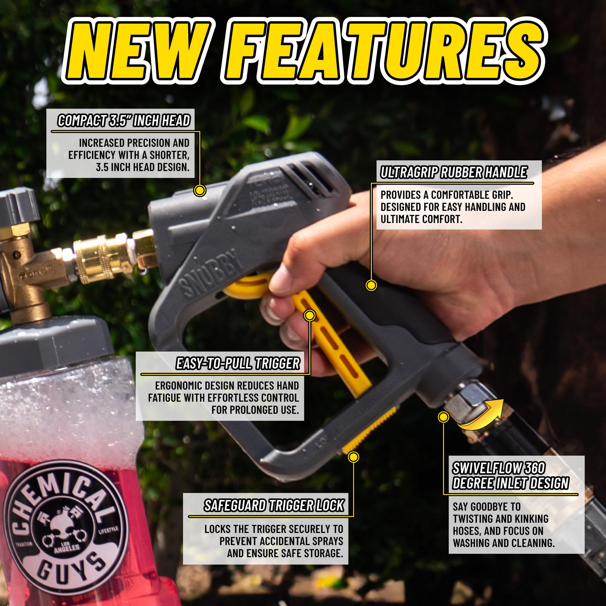 Chemical Guys EQP402 Snubby Pressure Washer Gun, Foam Cannon Attachment, For Pressure Washers + EQP324 Big Mouth Max Release Foam Cannon (For Car, Truck, Home & Boat Connects To Pressure Washer) - Image 10
