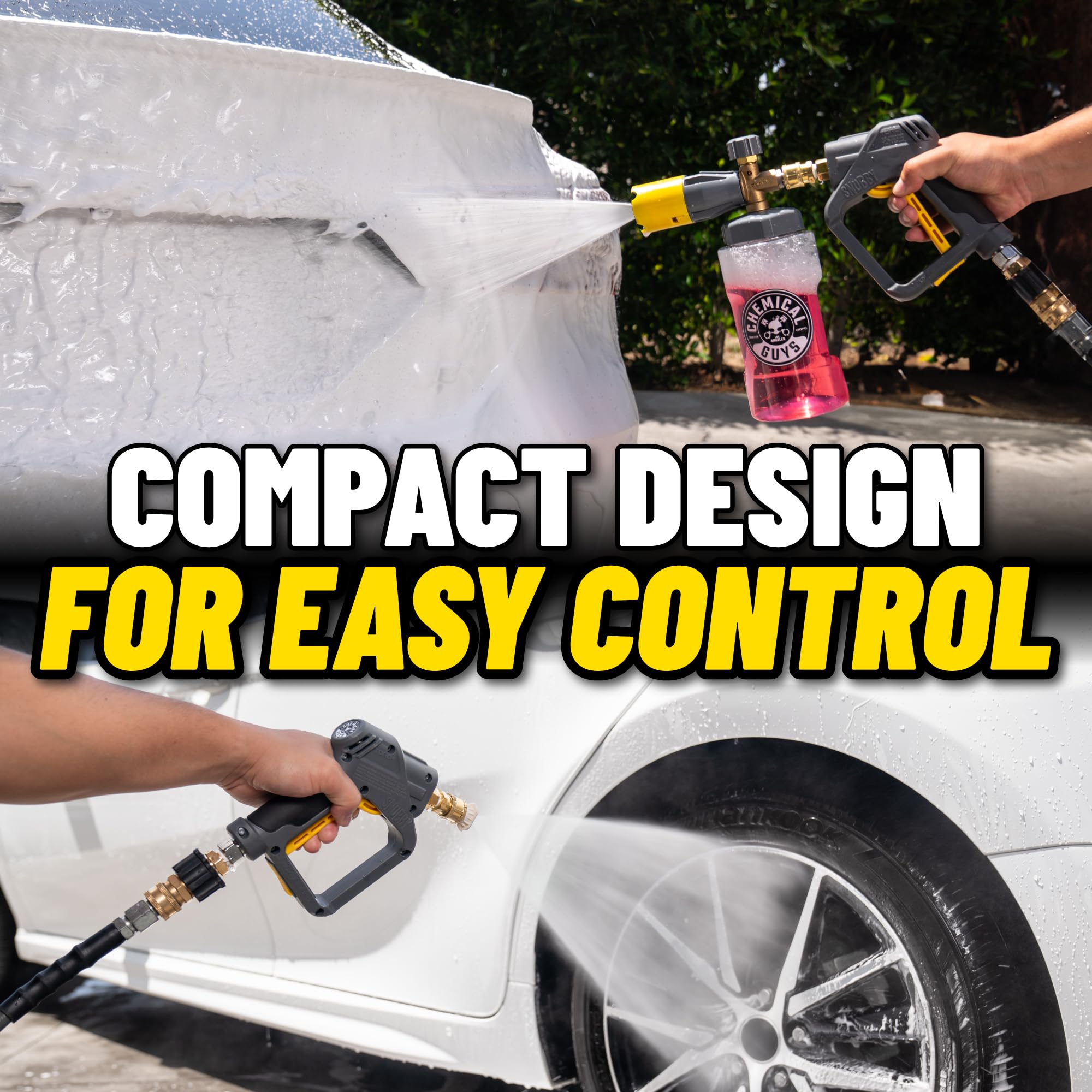 Chemical Guys EQP402 Snubby Pressure Washer Gun, Foam Cannon Attachment, For Pressure Washers + EQP324 Big Mouth Max Release Foam Cannon (For Car, Truck, Home & Boat Connects To Pressure Washer) - Image 6