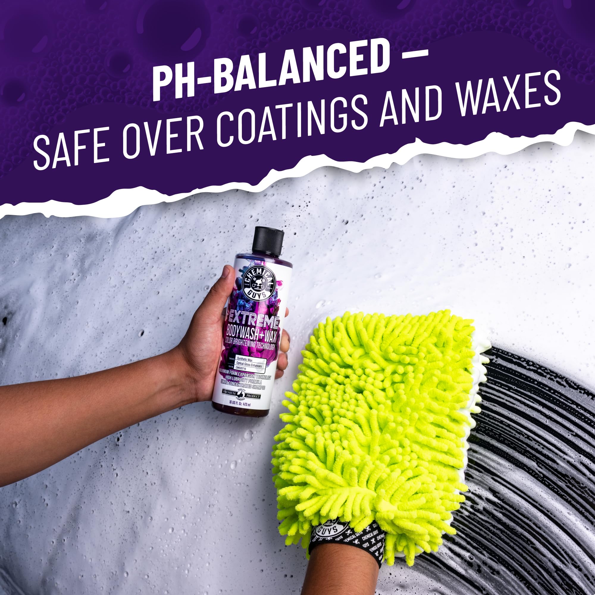 Chemical Guys Extreme Bodywash & Wax Foaming Car Wash Soap - Soap for Foam Cannons, Foam Guns, or Bucket Washes for Cars, Trucks, Motorcycles, RVs, and More, Grape Scent - 16 oz - Image 6