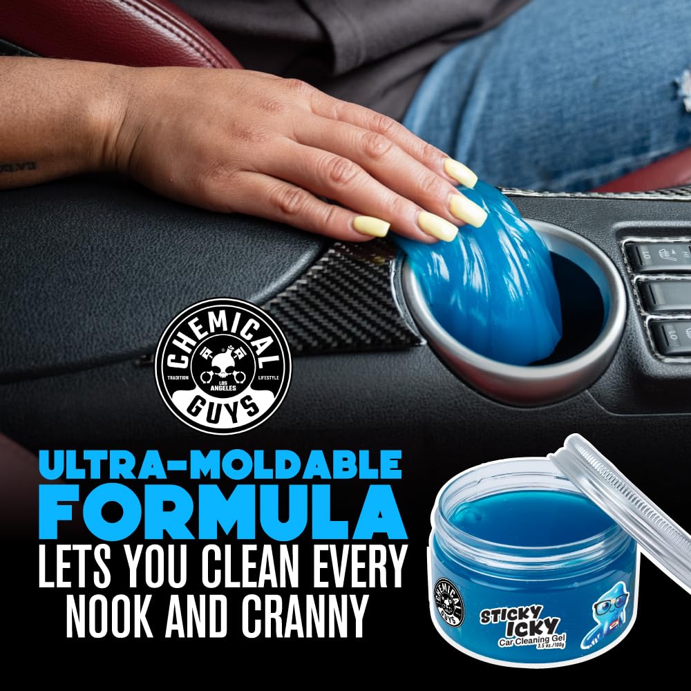 Chemical Guys Sticky Icky Car Cleaning Gel, Green Apple, Interior Car Cleaner, Reusable Automotive Crevice & Interior Dust Cleaner for Air Vents, Consoles, Cup Holders & Keyboards, 4 Pack (100g Each) - Image 3