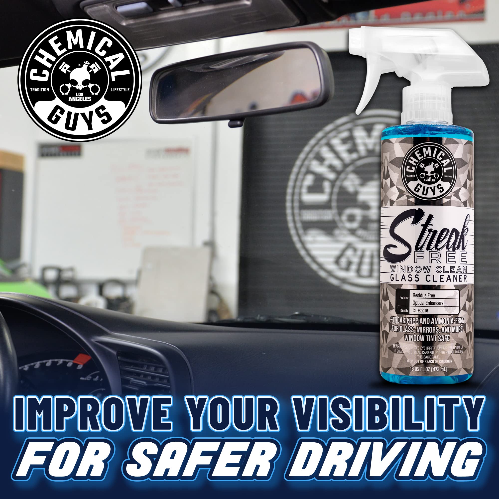 Chemical Guys Streak Free Glass and Window Cleaner - Works on Glass, Windows, Mirrors, and Screens, Ammonia-Free and Safe on Tinted Windows, for Cars, Trucks, SUVs, and Home Use - 16 oz - Image 3