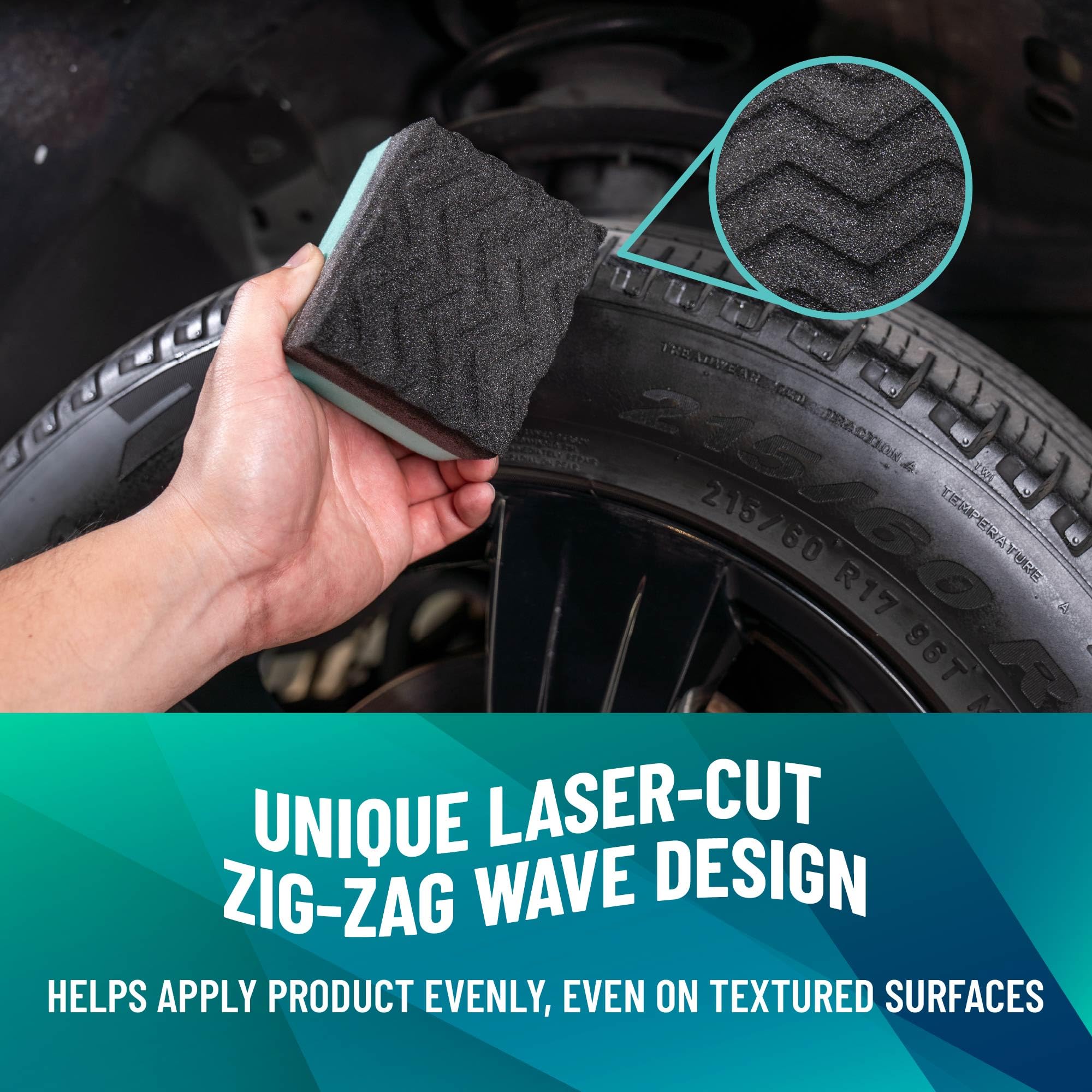 Chemical Guys Wonder Wave Durafoam Contoured Large Tire Shine & Dressing Applicator, 4 Pack - Image 3